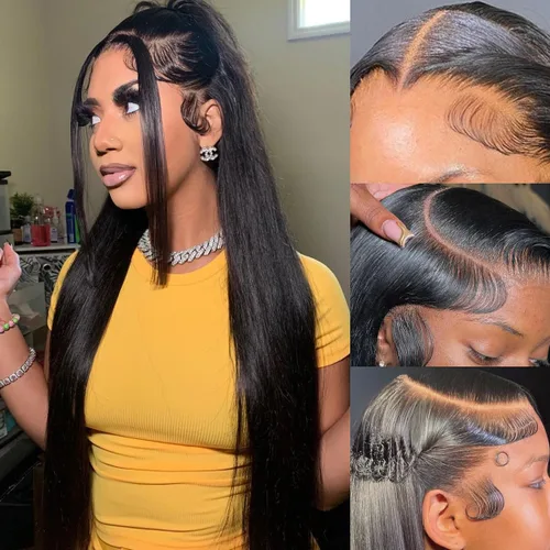 Miniatura 8 de Pelucas de cabello humano lacio de 20 pulgadas con encaje frontal de 13 x 6 pulgadas para mujeres negras, predepiladas con línea capilar natural