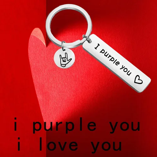 Miniatura 5 de TGBJE Llavero I Purple You con texto en inglés I love you, regalo para novio, día de San Valentín