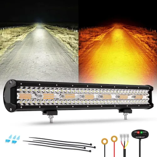 Miniatura 14 de Auxbeam Cubo luz LED ámbar de 3 pulgadas, 72 W todoterreno, 6 modos dos colores, estroboscópica antiniebla de conducción penetración e inundación