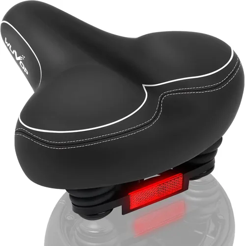 Miniatura 10 de Asiento de bicicleta de gran tamaño, asiento de bicicleta ancho para comodidad de mujeres y hombres, sillín de bicicleta universal impermeable