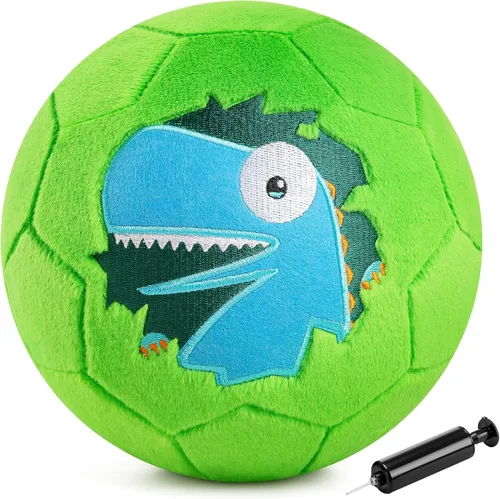 ZOOJOY Balón de fútbol interior para niños pequeños de 1 a 3 años, pelota de fútbol silenciosa para bebé, felpa suave inflable con bomba, juguetes