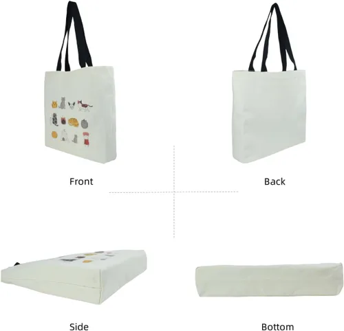 Miniatura 2 de Bonita bolsa de mano para mujer con cremallera, divertido bolso con gatos, perros, bolso grande de lona para el hombro