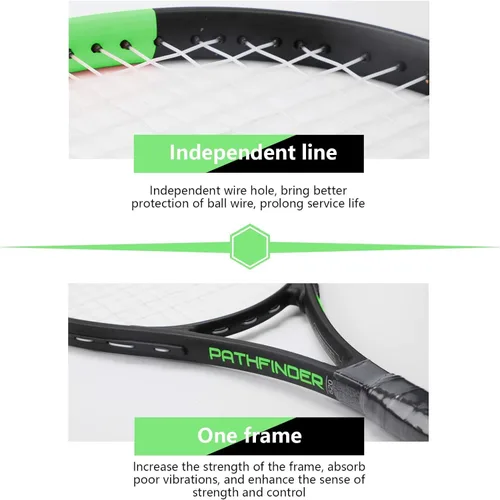 Miniatura 3 de KEVENZ Raqueta de tenis para adultos, raqueta de tenis de fibra de carbono con bolsa de transporte, peso ligero y resistente a los golpes Negro