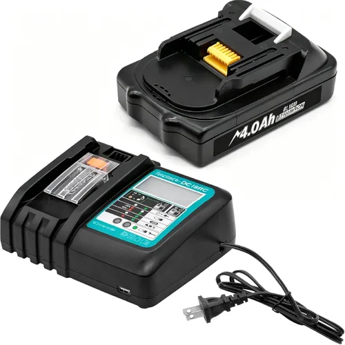 Bonadget Paquete de 1 batería y cargador 4.0Ah BL1815 de 18 V para Makita 18V para cargador de batería de 18 voltios BL1830 BL1850B BL1840B BL1820