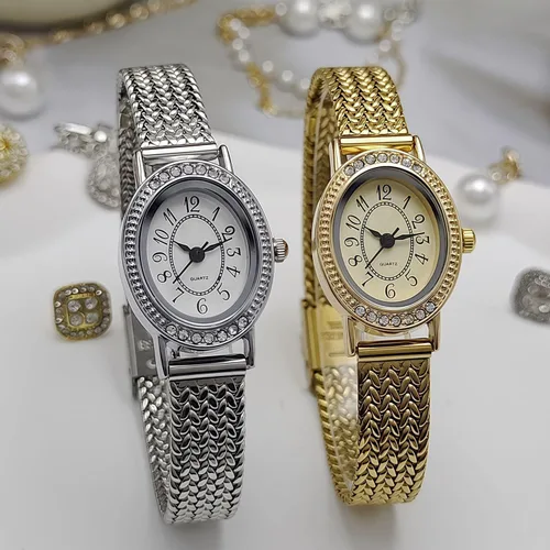 Miniatura 5 de Reloj ovalado vintage para mujer, de lujo, esfera ultrafina, de acero inoxidable, resistente al agua