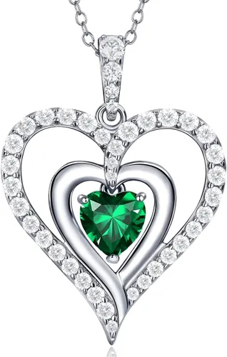 supermodel Cross Birthstone Necklace for Women 925 Sterling Silver Birthstone Heart Pendant Necklace Jewelry Birthday Gifts for Girls Mom Daughter