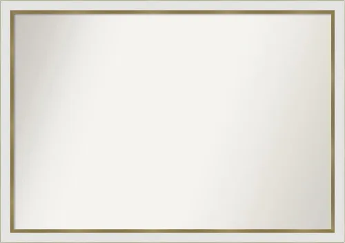 Miniatura 351 de Amanti Art Espejo de baño blanco para sobre el fregadero, 30 x 35 pulgadas, espejo de tocador rectangular estrecho de Eva de oro blanco, marco