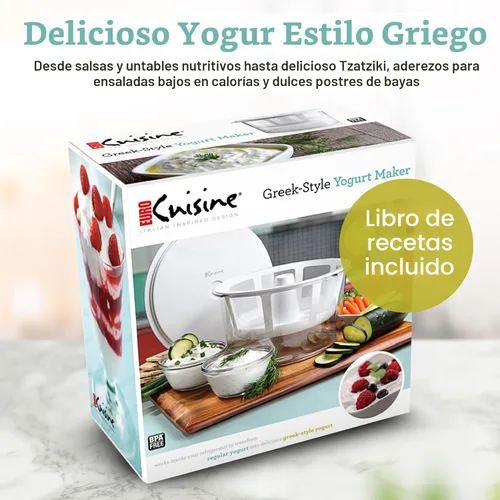 Miniatura 3 de Euro Cuisine GY50 - Máquina para hacer yogur griego con cesta de malla ultrafina, sin BPA, colador de yogur griego patentado para yogur griego