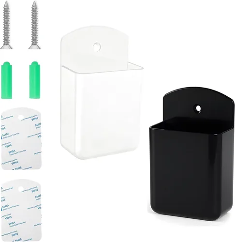 2 soportes de pared para control remoto, adhesivo para TV de CA, soporte de control remoto de pared para almacenamiento de oficina (1 negro y 1