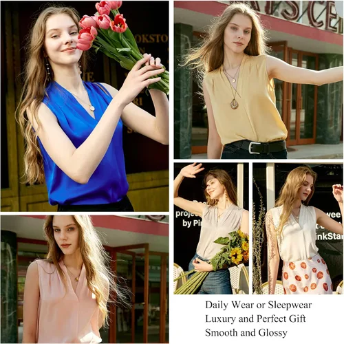 Miniatura 4 de COLD POSH Mulberry Silk Tank Tops for Women Basic Camisole Soft Lingerie Cami Sleeveless Blouse Summer Spring Luxury Cool Top