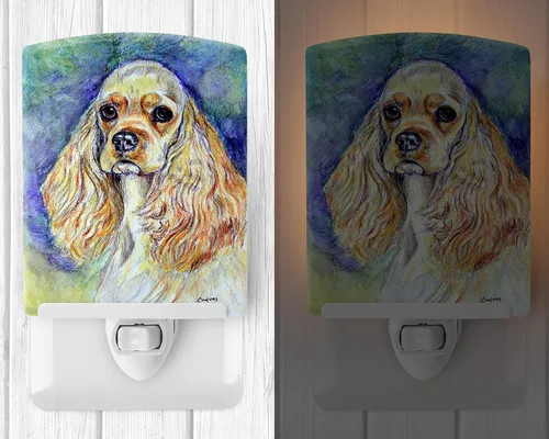 Miniatura 2 de Caroline's Treasures 7178CNL Buff Cocker Spaniel - Luz nocturna de cerámica compacta, certificada UL, ideal para dormitorio, baño, guardería