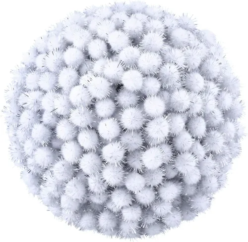 Miniatura 2 de HESTYA 500 Piezas Pompones de Navidad Brillantes de 0.5 Pulgadas Pompones Esponjosos Deslumbrantes Bolas de Pompones Pequeños de Fieltro con Blanco