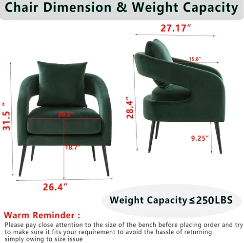 Miniatura 3 de Juego de 1 sofá biplaza pequeño y 2 sillas decorativas, juego de sofá y sillón de 3 piezas para sala de estar, moderno sofá de terciopelo con silla