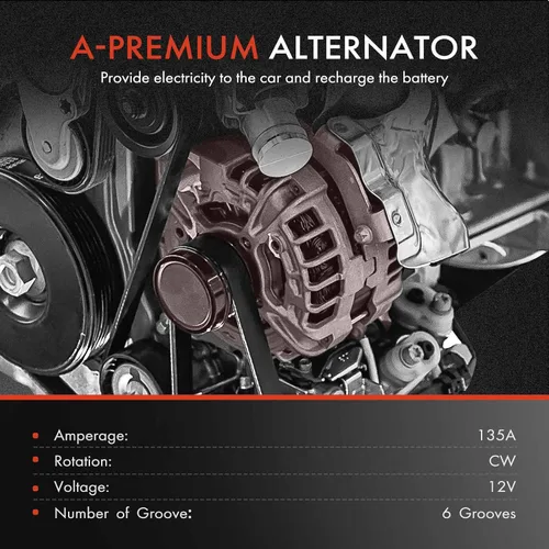 Miniatura 2 de A-Premium Alternador compatible con Ford Expedition 2005-2006 y Lincoln Navigator 2005-2006, V8 5.4L, 135Amp 12V 6-Groove Polea en sentido horario