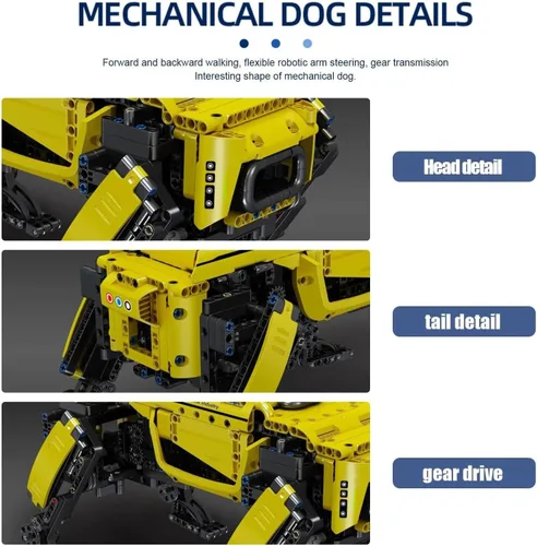 Miniatura 5 de Mould King 15066 Kit de bloque de construcción para perros robot técnico amarillo de cuatro patas, módulo de potencia RC robot inteligente mecánico