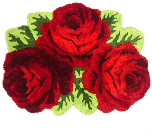 Miniatura 28 de Alfombrilla Abreeze con 4 rosas, alfombrillas con diseño de flores azul, hecha a mano, antideslizante (no se desliza), alfombrilla moderna, de puede