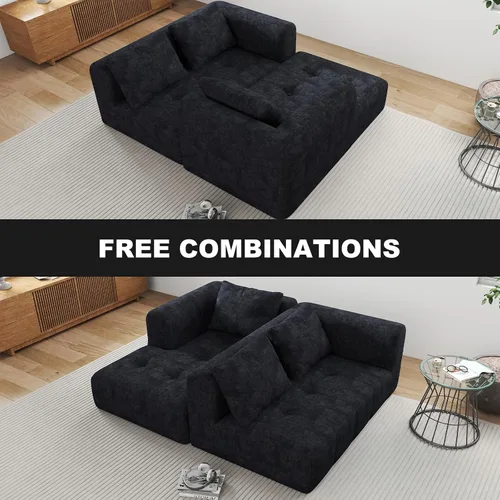 Miniatura 9 de Sofá seccional modular de 105", sofá sin estructura para sala de estar, sofá seccional tipo nube con asiento profundo, sofá en forma de L, sofás