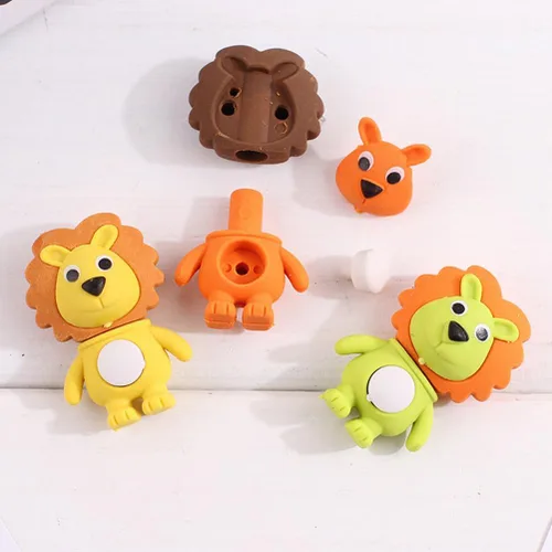 Miniatura 2 de Toyvian 60 unidades de borrador de animales de león, lápices de animales, borradores para niños, niños, estudiantes, borradores en forma de león