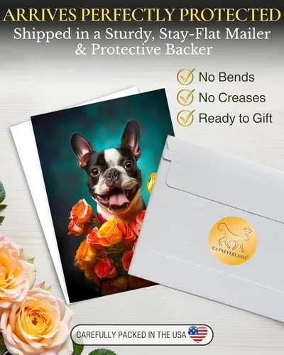 Miniatura 5 de Boston Terrier - Tarjeta de felicitación para todas las ocasiones de la colección Unique Dog Party Delights, grande, 5 x 7 pulgadas