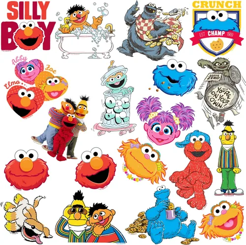 Miniatura 3 de Sesame Street - Paquete de 100 calcomanías de vinilo de Elmo, Cookie Monster, Big Bird, Oscar The Grouch, Abby Cadabby, Bert & Ernie, Grover, Zoe