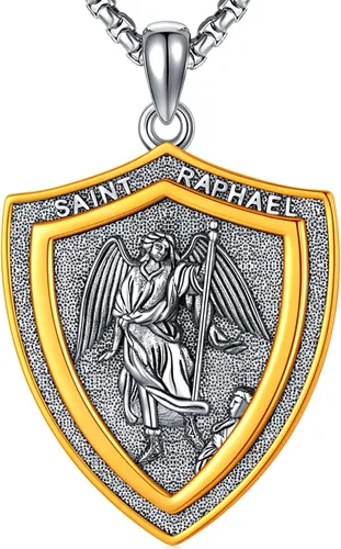 Miniatura 369 de Collar con colgante de plata de ley 925 con medalla de San Patrón, joyería religiosa para hombres y mujeres, con cadena de acero inoxidable 316L