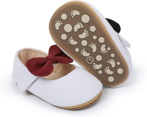 Uineky Zapatos de vestir para bebés y niñas recién nacidas, zapatos planos estilo Mary Jane, antideslizantes, ligeros, suela suave, zapatos de boda