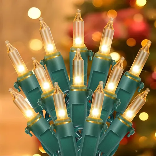 Miniatura 21 de Hopolon Mini Luces en Cadena Rojas de Navidad 2 Juegos de 50 Unidades 13 Pies Bombillas Incandescentes Mini Luces en Cadena Impermeables para Rojo