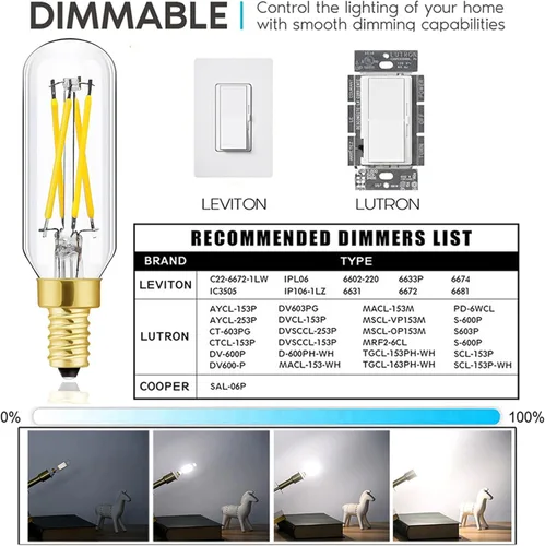 Miniatura 6 de Leools Bombilla LED E12 equivalente a 4 W E12, bombilla de candelabro de 40 W, luz blanca diurna 4000 K, AC120 V, 500 lm, regulable, T6 T6.5 B11, 4