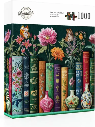 Miniatura 6 de Enchanted Floral Bookshelf Jigsaw Puzzle for Adults 1000 Pieces, Difficult Puzzles Perfect for Game Night, Great Gift Idea, Size 26.65 x 19.25 in