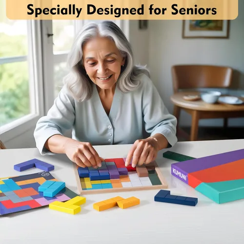 Miniatura 2 de Productos de demencia para ancianos, juego de azulejos de madera a juego con 40 plantillas, actividades de demencia para personas mayores