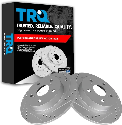 Miniatura 393 de TRQ Juego de rotores de freno de rendimiento trasero con revestimiento G premium compatible con Mazda 6 2014-2021