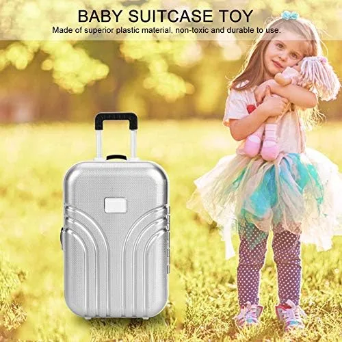 Miniatura 2 de Asixxsix Maleta de viaje de mini muñecas - Caja de equipaje con ruedas para muñecas (plateada)