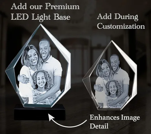 Miniatura 5 de Foto de cristal, personalizada con tu propia foto, imagen grabada con láser, marco de cristal para retrato de iceberg grabado personalizado