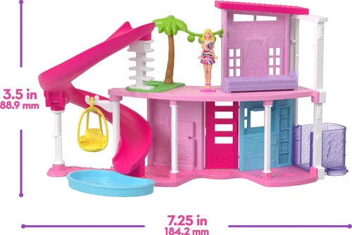 Miniatura 6 de Barbie Mini Land DreamHouse y 3 juegos con 4 muñecas de 1.5 pulgadas, muebles y accesorios para casa de muñecas, incluye boutique de mascotas
