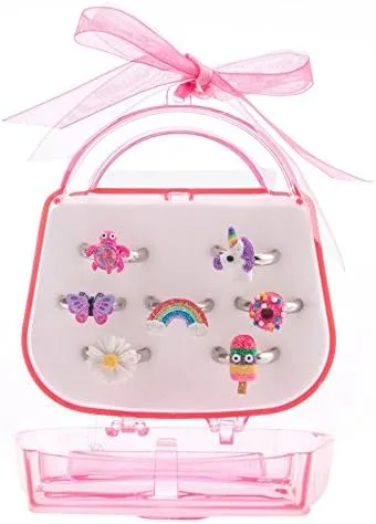 Miniatura 7 de Juego de anillos ajustables para niñas pequeñas, colorido y bonito unicornio, anillos de mariposa para niños, juego de joyas para niños