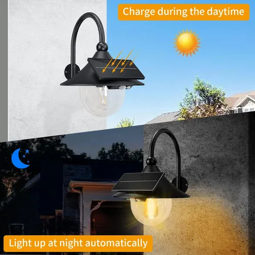 Miniatura 4 de Auzev Farolas Solares para Exteriores Luz Solar Retro de Granja con 3 Modos de Iluminación y Sensor de Movimiento, Montaje en Pared Impermeable