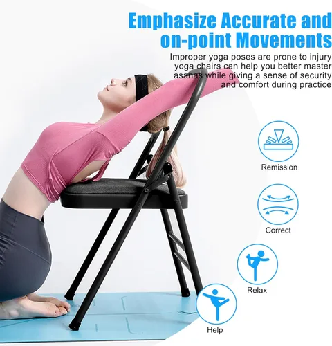 Miniatura 5 de INNOLIFE Foldable Backless Yoga Chair with Resistance Band for Abs & Core, Flexibility and Strength Training and Back Pain Relieving