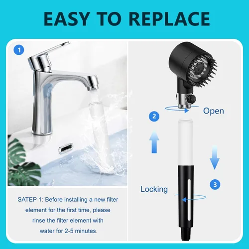 Miniatura 6 de Filtro de agua de repuesto para cabezal de ducha de mano, compatible con PWERAN y sistema de filtro de mano Fitespot, elimina metales pesados