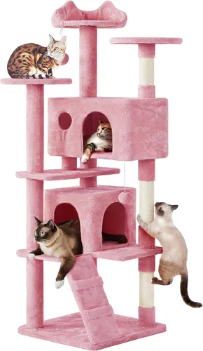 Miniatura 19 de Yaheetech Árbol para gatos XL, torre de varios niveles de 80 pulgadas con postes rascadores, cuevas dobles, plataformas encaramadas y bolas