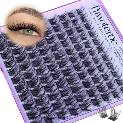 Miniatura 23 de Pawotence Kira - Extensiones de pestañas en racimo Wispy de 0.394-0.709 in, extensiones de pestañas individuales suaves y cómodas con banda fina