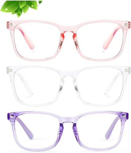 Miniatura 9 de Lentes de bloqueo de luz azul para niños, niñas, para computadora, juegos, televisión, marco de anteojos ligeros Paquete de 2 Negro+tortuga
