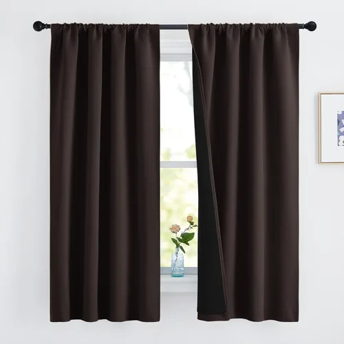 Miniatura 65 de NICETOWN Cortinas blancas 100% opacas, 2 capas gruesas completamente opacas con bolsillo para barra, cortinas aislantes térmicas para Blanco puro