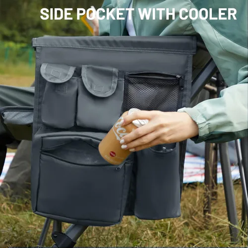 Miniatura 8 de TIMBER RIDGE Silla de Campamento Plegable de Gran Tamaño con Respaldo Alto, Resistente para Adultos, Soporta hasta 500 libras con Portavasos, Bolsa