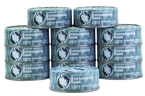 Miniatura 9 de Sustainable Seas, Trozos de atún blanco en agua, sin sal añadida, 5 onzas, probado con mercurio de terceros, 100% capturado de forma sostenible