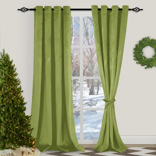 Miniatura 49 de XWZO Cortinas de terciopelo azul de 63 pulgadas de largo, elegantes cortinas de lujo suaves para sala de estar, aislamiento térmico, oscurecimiento