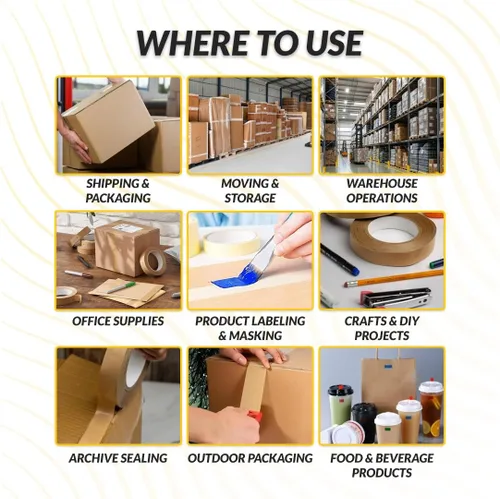 Miniatura 8 de Brixwell 2 rollos - Cinta de embalaje de papel marrón con parte trasera plana de 2 pulgadas x 60 yardas, fabricada en los Estados Unidos