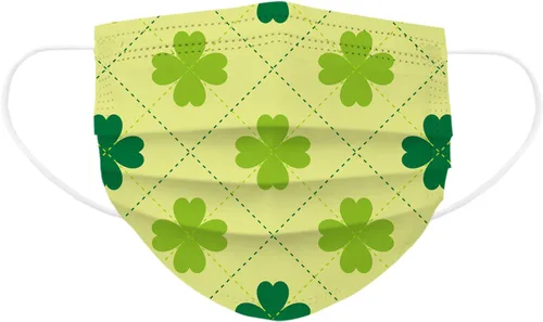Miniatura 4 de Mascarillas desechables para el día de San Patricio para adultos, diseño de tréboles verdes irlandeses, decoración de la cara, 3 capas, no tejidas