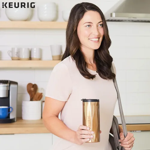 Miniatura 2 de Keurig Taza de Viaje de Café de Acero Inoxidable Facetada, Se Adapta Debajo de Cualquier Cafetera de Cápsulas K-Cup de Keurig, 14 oz, Cobre