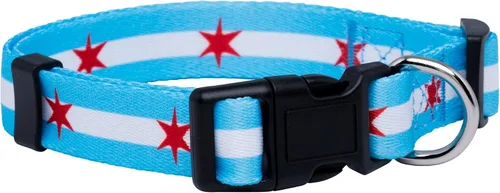 Native Pup Collar de perro con bandera de Chicago (Chicago Big Stars, L)