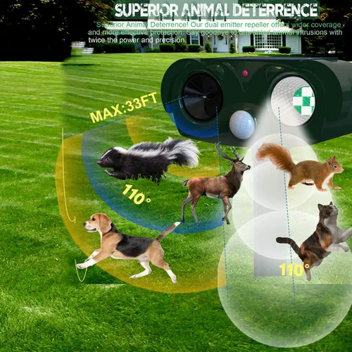 Miniatura 3 de Repelente ultrasónico para gatos para exteriores, repelente de mapache para gatos, disuasorio ultrasónico, protección de 360° para tu hogar, jardín